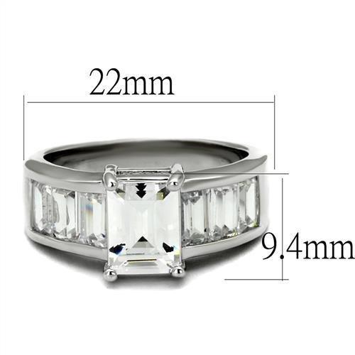 3W1086 - Rhodium Brass Ring with AAA Grade CZ in Clear