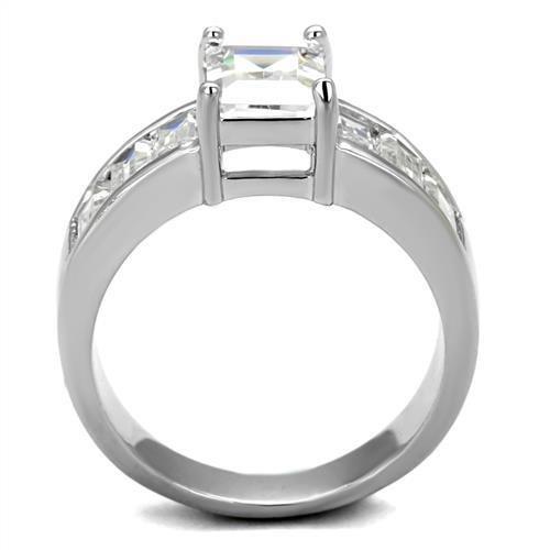 3W1086 - Rhodium Brass Ring with AAA Grade CZ in Clear