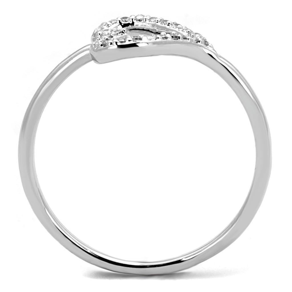 3W866 - Rhodium Brass Ring with AAA Grade CZ in Clear