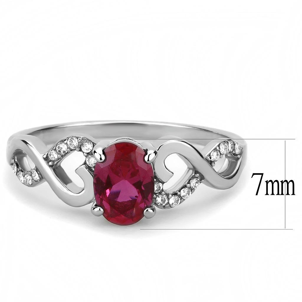 DA119 - High polished (no plating) Stainless Steel Ring with AAA Grade CZ in Ruby