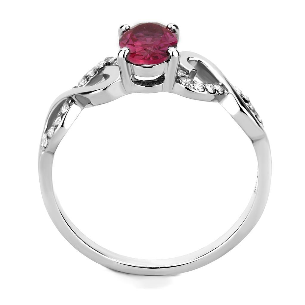 DA119 - High polished (no plating) Stainless Steel Ring with AAA Grade CZ in Ruby