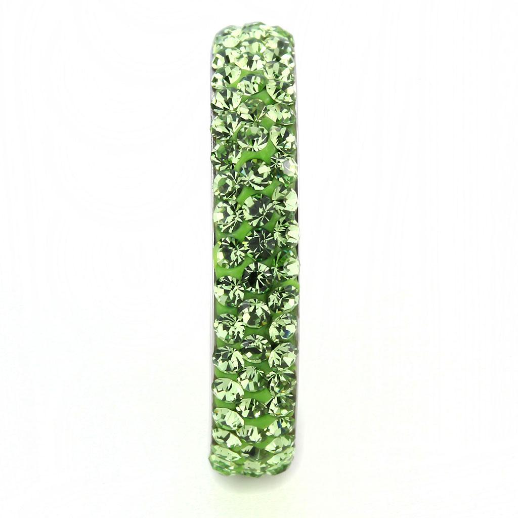 TK3537 - High polished (no plating) Stainless Steel Ring with Top Grade Crystal in Peridot